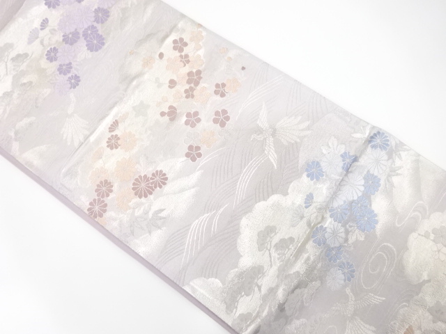 JAPANESE KIMONO / ANTIQUE FUKURO OBI / SILK / WOVEN FLOWER